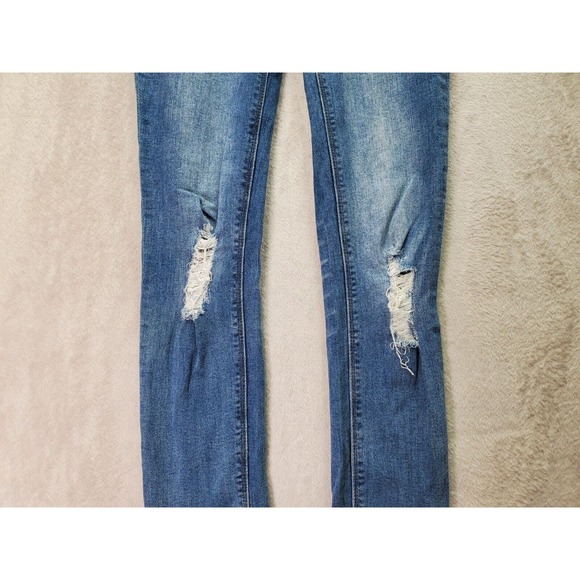 Hudson Jeans Girls 14 Blue Denim Cotton Pockets Flat Front Skinny Leg Distressed - Picture 3 of 11